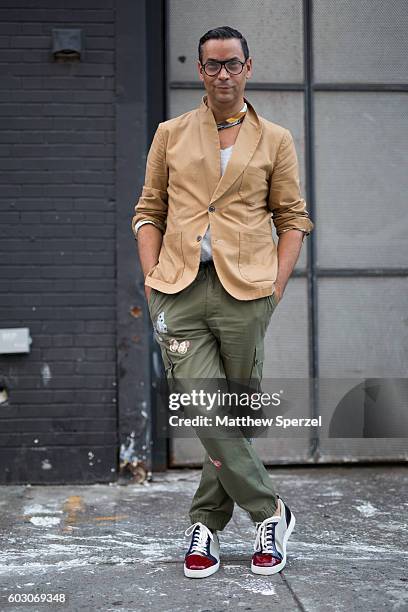 James Aguiar is seen attending Christian Siriano during New York Fashion Week on September 10, 2016 in New York City.