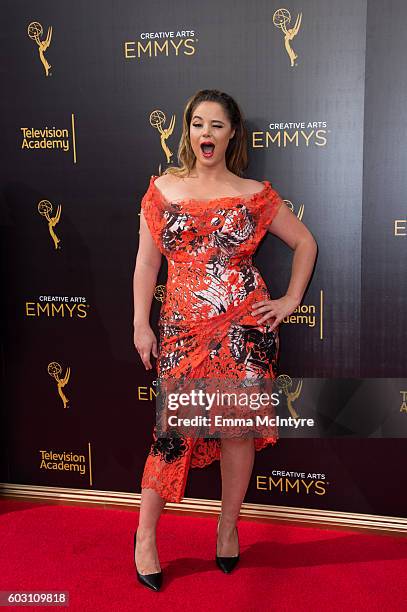 Kether Donohue arrives at the Creative Arts Emmy Awards at Microsoft Theater on September 10, 2016 in Los Angeles, California.