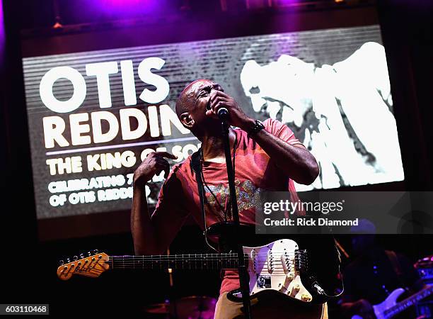 Otis Redding III performs during Otis Redding 75th Birthday Celebration - Rehearsals at the Macon City Auditorium on September 11, 2016 in Macon,...