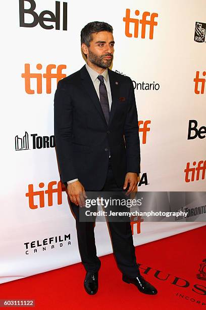 Actor Oscar Isaac attends "The Promise" premiere held at Roy Thomson Hall during the Toronto International Film Festival on September 11, 2016 in...