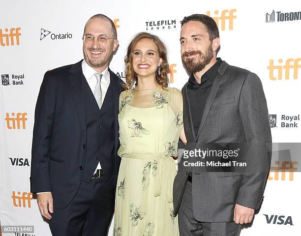 Darren Aronofsky, Natalie Portman and Pablo Larrain arrive at the 2016 Toronto International Film Festival - "Jackie" premiere held at Winter Garden...
