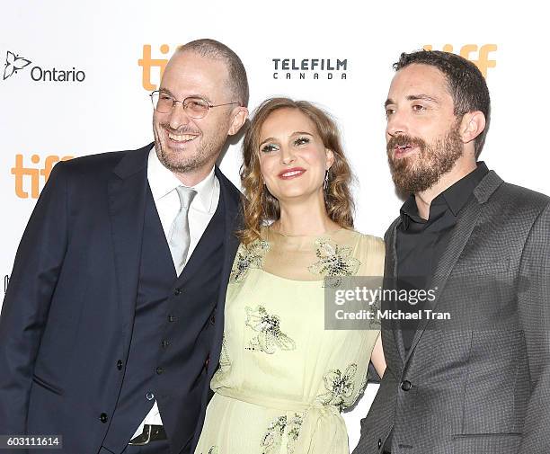 Darren Aronofsky, Natalie Portman and Pablo Larrain arrive at the 2016 Toronto International Film Festival - "Jackie" premiere held at Winter Garden...