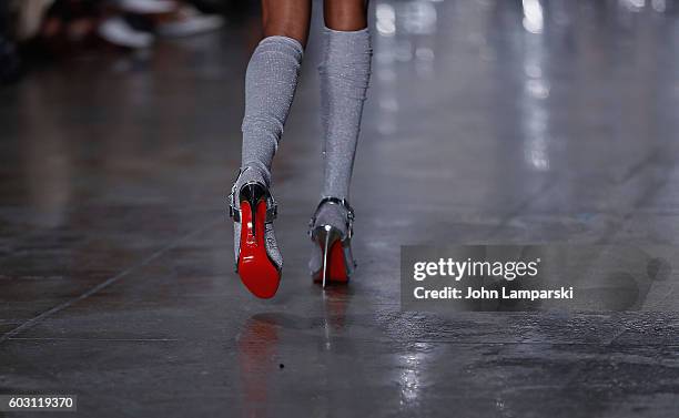 Models, shoe detail, walk the runway during The Blonds on September 2016 MADE Fashion Week at Milk Studios on September 11, 2016 in New York City.