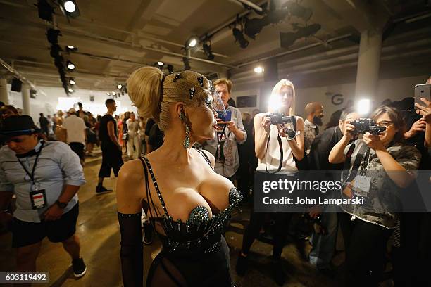 Amanda Lepore attends The Blonds on September 2016 MADE Fashion Week at Milk Studios on September 11, 2016 in New York City.
