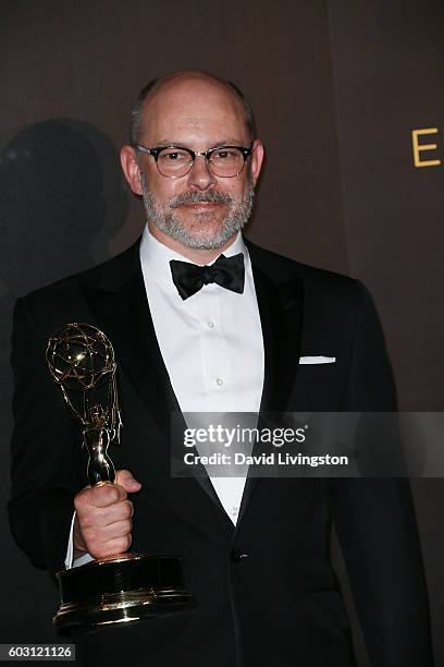 Actor Rob Corddry, winner of Outstanding Actor In A Short Form Comedy Or Drama Series, poses in the 2016 Creative Arts Emmy Awards Press Room Day 2...