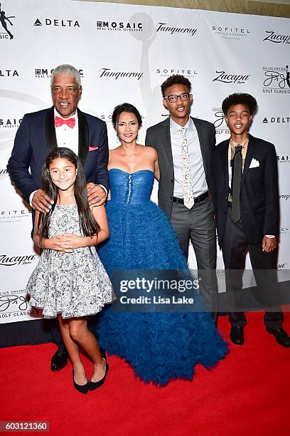 Julius, Julietta, Dorys, Justin and Jules Erving attend the Julius Erving Red Carpet & Pairings Event at Sofitel Hotel on September 11, 2016 in...