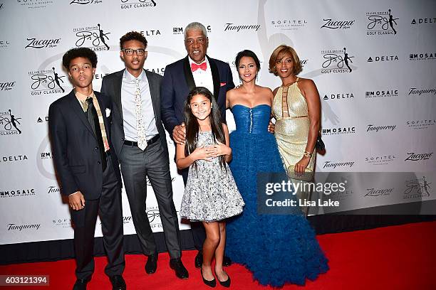 Julius, Julietta, Dorys, Justin and Jules and Jazmin Erving attend the Julius Erving Red Carpet & Pairings Event at Sofitel Hotel on September 11,...