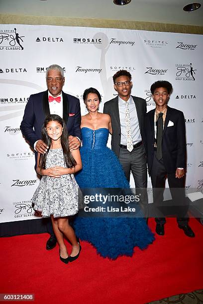 Julius, Julietta, Dorys, Justin and Jules Erving attend the Julius Erving Red Carpet & Pairings Event at Sofitel Hotel on September 11, 2016 in...