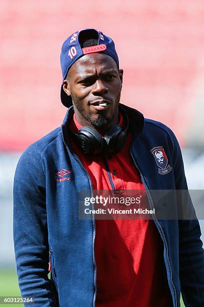 Herve Bazile of Caen during the french Ligue 1 match between Stade Rennais and SM Caen at Stade de la Route de Lorient on September 11, 2016 in...