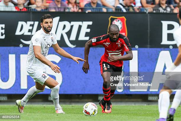 Giovanni Sio of Rennes during the french Ligue 1 match between Stade Rennais and SM Caen at Stade de la Route de Lorient on September 11, 2016 in...