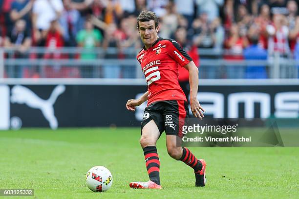 Romain Danze of Rennes during the french Ligue 1 match between Stade Rennais and SM Caen at Stade de la Route de Lorient on September 11, 2016 in...