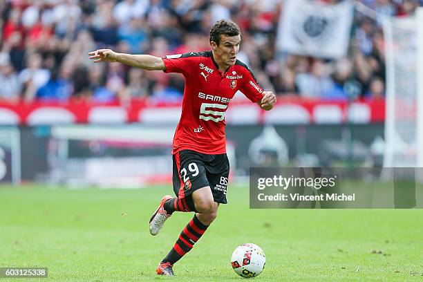 Romain Danze of Rennes during the french Ligue 1 match between Stade Rennais and SM Caen at Stade de la Route de Lorient on September 11, 2016 in...