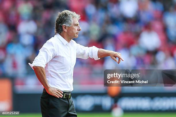 Christian Gourcuff headcoach of Rennes during the french Ligue 1 match between Stade Rennais and SM Caen at Stade de la Route de Lorient on September...