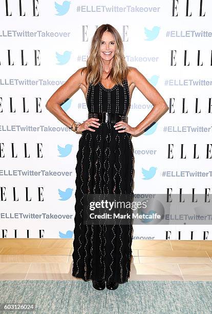 Elle Macpherson arrives at TwitterAU HQ on September 12, 2016 in Sydney, Australia.