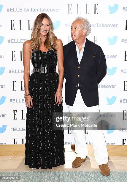 Elle Macpherson and Gilles Bennison arrive at TwitterAU HQ on September 12, 2016 in Sydney, Australia.