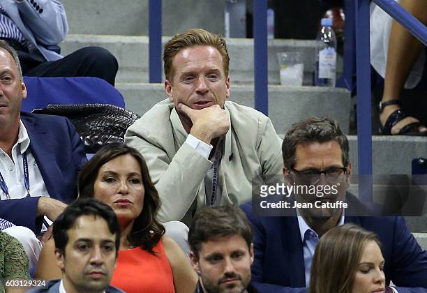 Damian Lewis attends the men's final between Novack Djokovic of Serbia and Stan Wawrinka of Switzerland at Arthur Ashe Stadium on day 14 of the 2016...