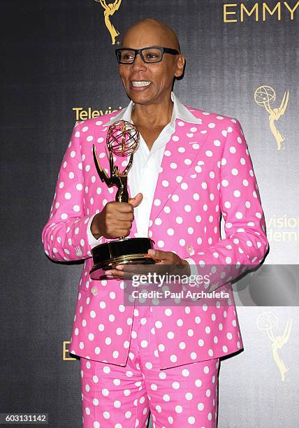 Personality RuPaul attends the press room on day 2 of the 2016 Creative Arts Emmy Awards at The Microsoft Theater on September 11, 2016 in Los...