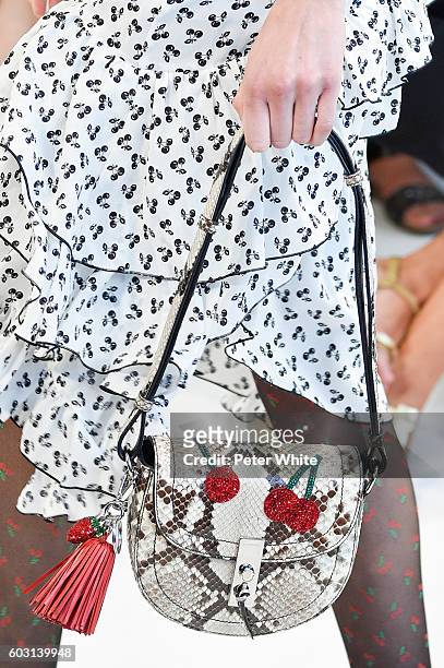 Model, bag detail, walks the runway at Altuzarra Women's Fashion Show during New York Fashion Week at Spring Studios on September 11, 2016 in New...