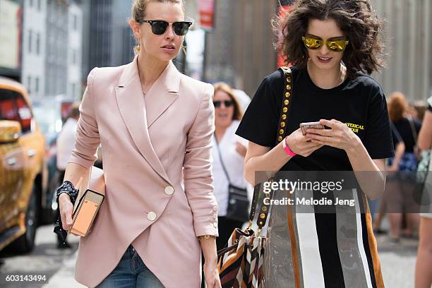 Natalie Cantell, Chloe Hill outside the Tome show at Skylight Moynihan station on September 11, 2016 in New York City.