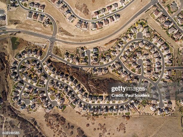 aerial view of suburbs, castle rock, colorado - castle rock colorado stock pictures, royalty-free photos & images