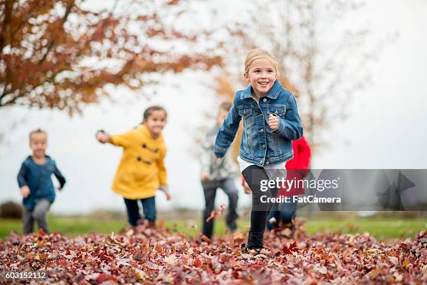 playing tag on an autumn day - playing tag stock pictures, royalty-free photos & images