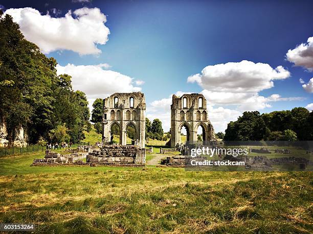 roche abbey ruins, yorkshire, uk - abbey stock pictures, royalty-free photos & images