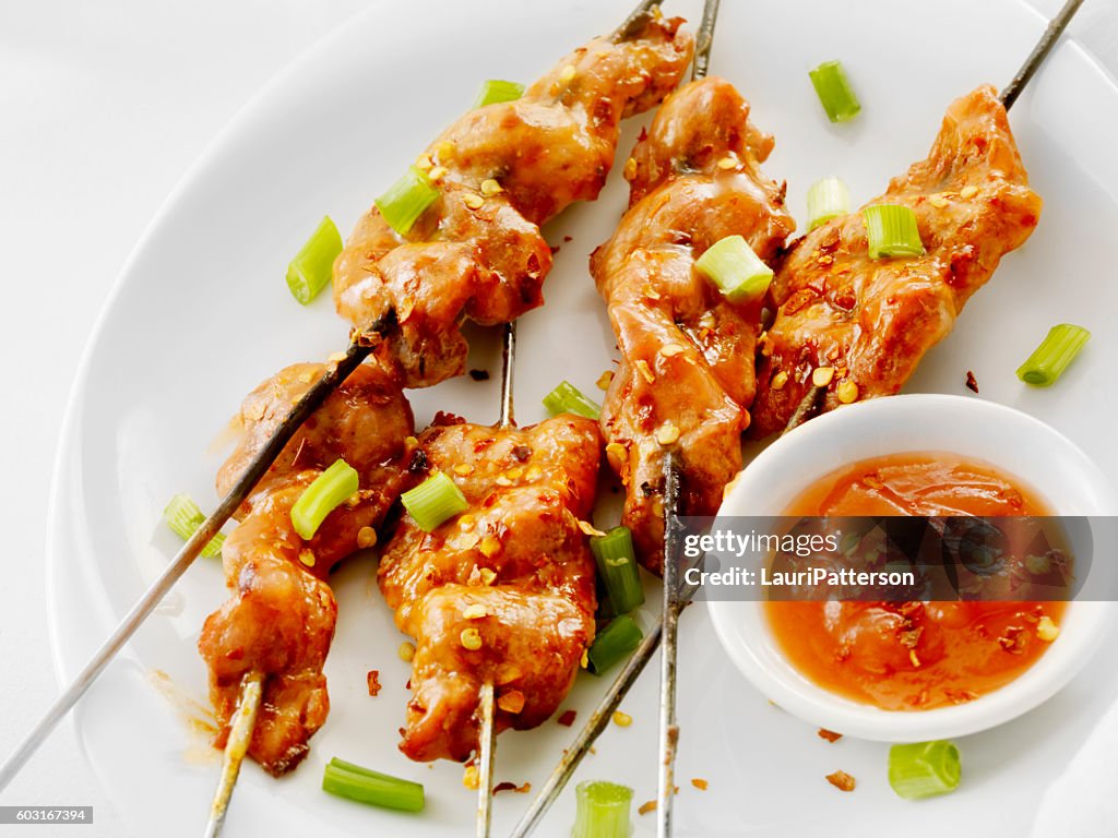 Pork Skewers with Sweet and Sour Sauce