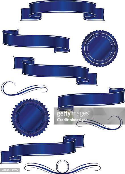 dunkelblau, marine bänder, etiketten, banner, aufkleber - classic blue stock-grafiken, -clipart, -cartoons und -symbole