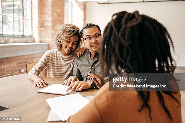 meeting with financial advisor - customer relationship stock pictures, royalty-free photos & images