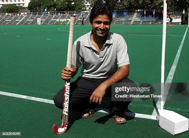 Hockey - Shailendra Singh of Central Railway poses for the lens at the BHA stadium in Mumbai.