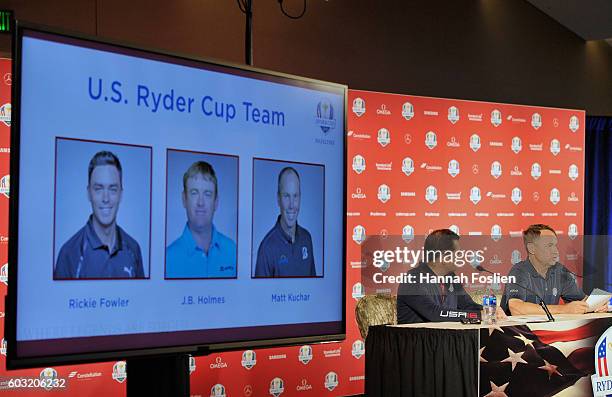 Derek Sprague, President, PGA of America and Davis Love III, US Ryder Cup Captain announce the Captain's Picks at the Ryder Cup Team USA Captain's...