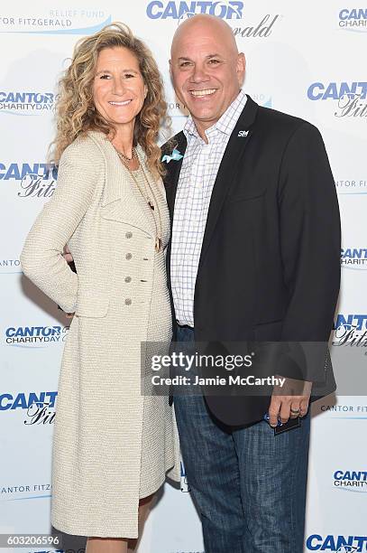 Edie Lutnick and MLB player Jim Leyritz attend the Annual Charity Day hosted by Cantor Fitzgerald, BGC and GFI at Cantor Fitzgerald on September 12,...