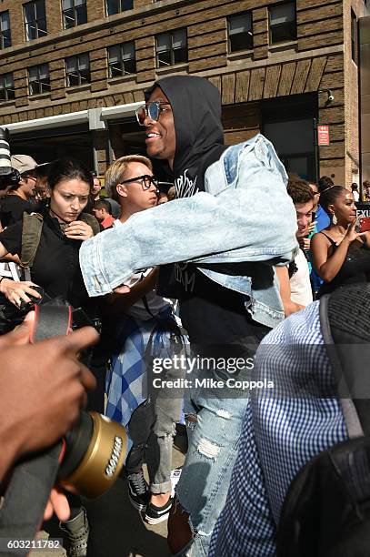 Basketball player Russell Westbrook arrives to the Jeremy Scott fashion show at September 2016 New York Fashion Week: The Shows at Skylight at...