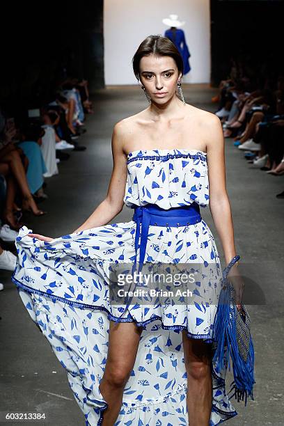 Models walk the runway during Jody Bell's show at Nolcha Shows New York Fashion Week Women's S/S 2017 at ArtBeam on September 12, 2016 in New York...