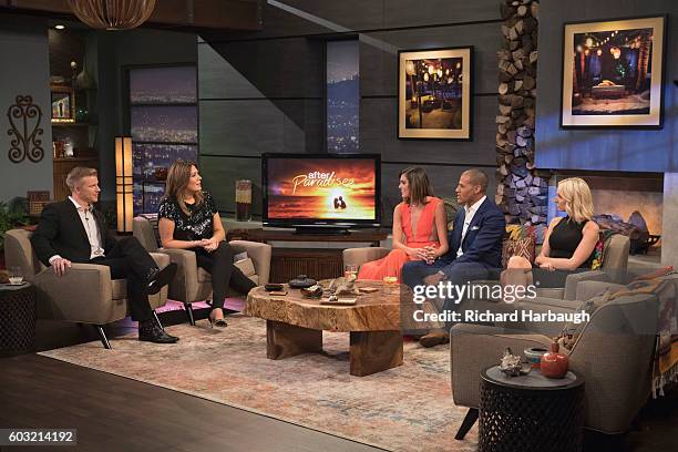 Current "Bachelor in Paradise" contestants Josh, Amanda, Carly, Evan, Jen, Grant and Lace are panelists on the season finale of Walt Disney...