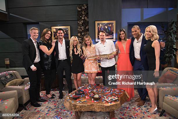 Current "Bachelor in Paradise" contestants Josh, Amanda, Carly, Evan, Jen, Grant and Lace are panelists on the season finale of Walt Disney...