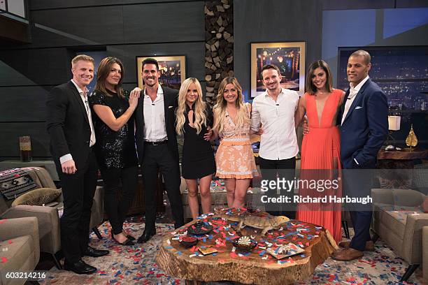Current "Bachelor in Paradise" contestants Josh, Amanda, Carly, Evan, Jen, Grant and Lace are panelists on the season finale of Walt Disney...