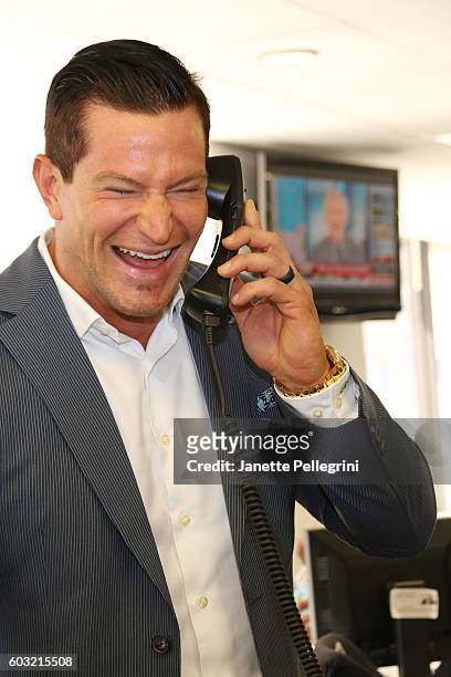 Professional football player Steve Weatherford participates in the Annual Charity Day hosted by Cantor Fitzgerald, BGC and GFI at GFI Securities on...
