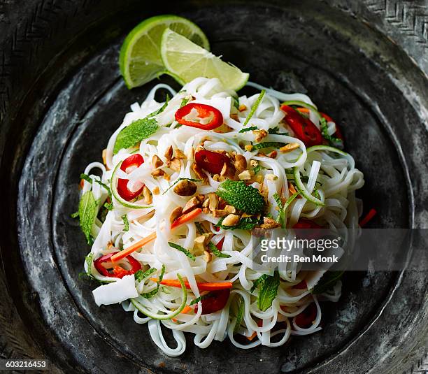 noodles salad - noodle stock pictures, royalty-free photos & images