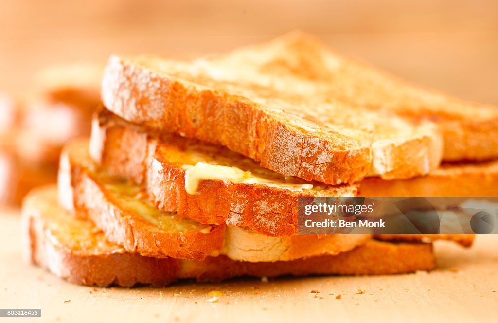 Stack Of Buttered Toast High-Res Stock Photo - Getty Images