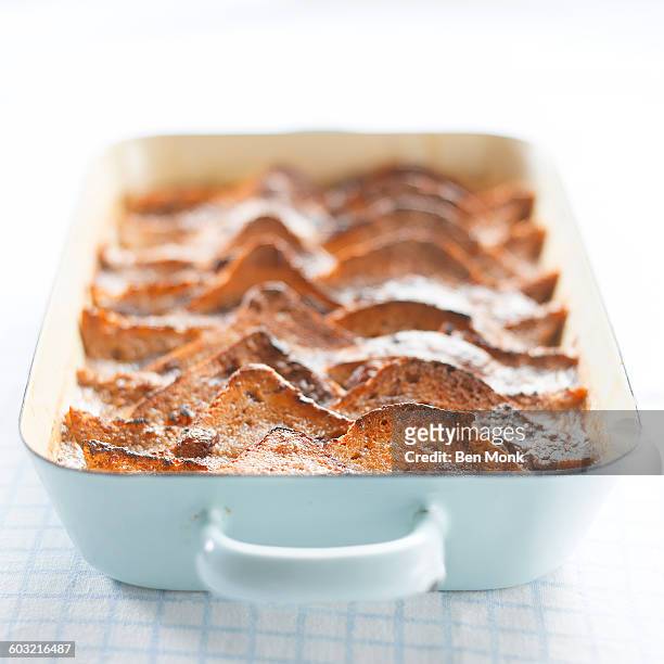 bread and butter pudding - bread dessert stock pictures, royalty-free photos & images