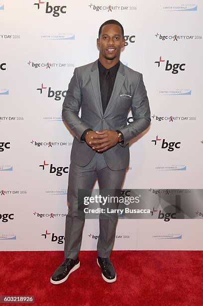 Player Victor Cruz attends Annual Charity Day hosted by Cantor Fitzgerald, BGC and GFI at BGC Partners, INC on September 12, 2016 in New York City.