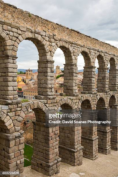 aqueduct of segovia in spain - segovia stock pictures, royalty-free photos & images