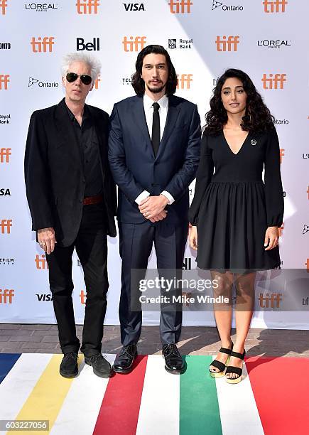 Writer/director Jim Jarmusch and actors Adam Driver and Golshifteh Farahani attend the "Paterson" premiere during the 2016 Toronto International Film...