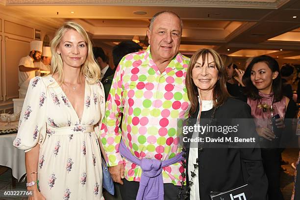 Annika Murjahn, Jean Pigozzi and Cheryl Cohen attend the launch of Fortnum's X Frank at Fortnum & Mason on September 12, 2016 in London, United...