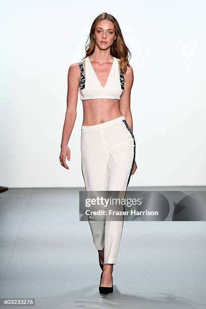 Model walks the runway at the ARTISTIX fashion show diuring New York Fashion Week: The Shows at The Dock, Skylight at Moynihan Station on September...