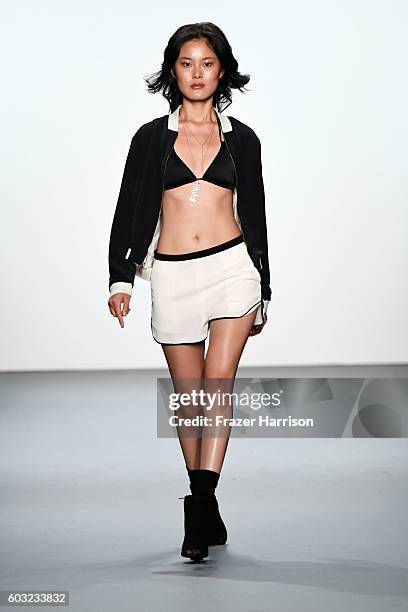 Model walks the runway at the ARTISTIX fashion show diuring New York Fashion Week: The Shows at The Dock, Skylight at Moynihan Station on September...