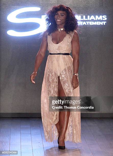 Serena Williams poses on the runway at HSN Presents Serena Williams Signature Statement Collection Fashion Show at Kia STYLE360 New York Fashion Week...