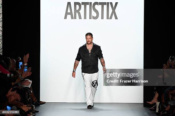 Designer Greg Polisseni walks the runway at the ARTISTIX fashion show diuring New York Fashion Week: The Shows at The Dock, Skylight at Moynihan...