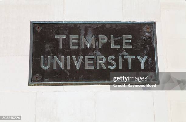 Temple University signage at Conwell Hall at Temple University in Philadelphia, Pennsylvania on August 27, 2016.